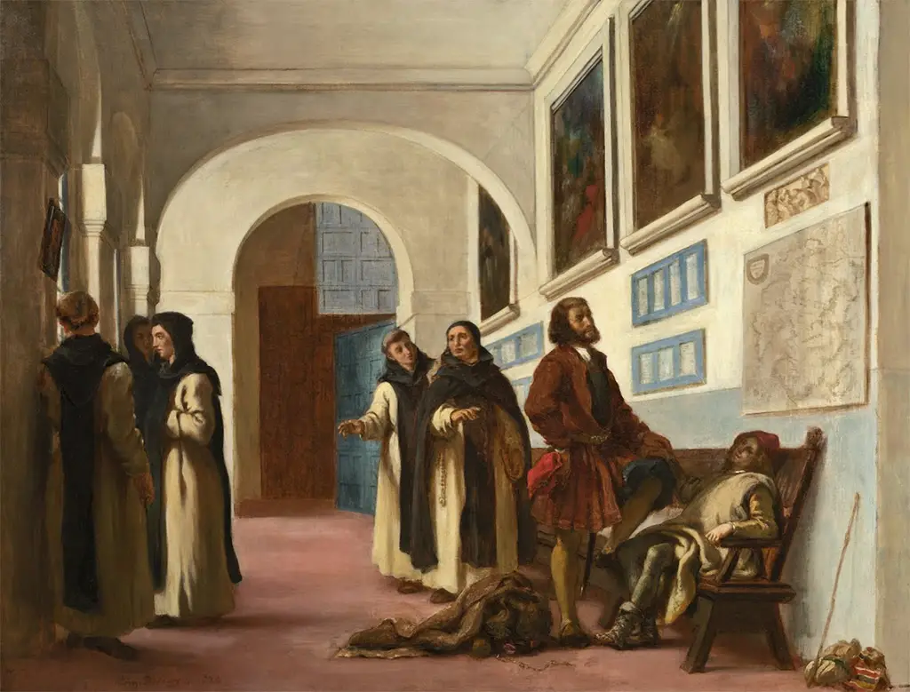 Christopher Columbus and his Son at La Rábida in Detail Eugene Delacroix